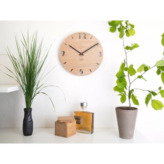 Holz-Wanduhr Duhrchbruch Eiche rund