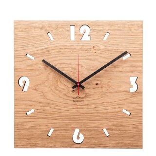 Holz-Wanduhr Duhrchbruch Eiche eckig