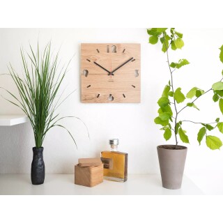 Holz-Wanduhr Duhrchbruch Eiche eckig