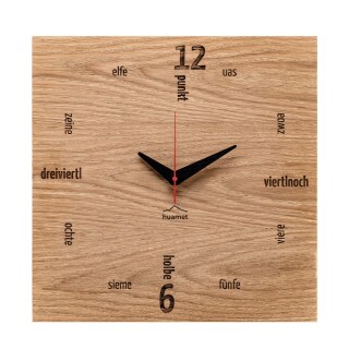 Holz-Wanduhr Kultuhr eckig Eiche