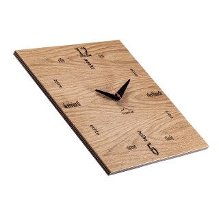 Holz-Wanduhr Kultuhr eckig Eiche