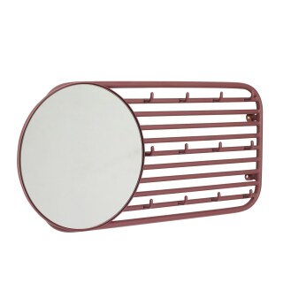 Wandgarderobe Ubbo mit Spiegel rot
