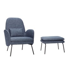 Sessel mit Hocker Ruth blau