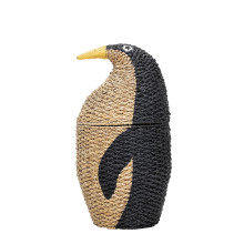 Aufbewahrungskorb mit Deckel Pinguin natur/schwarz