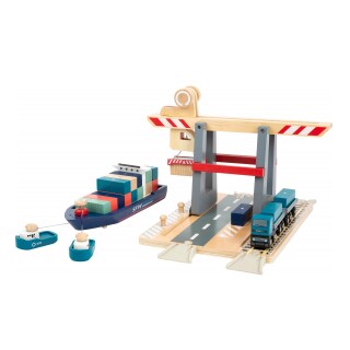 Holz-Spielzeug Container-Terminal bunt