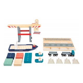 Holz-Spielzeug Container-Terminal bunt