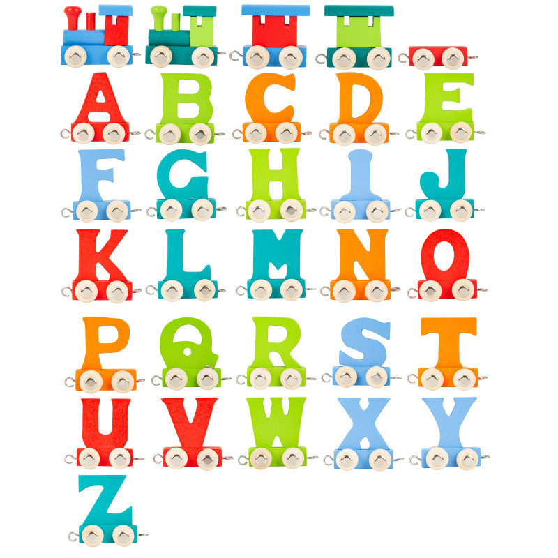 Buchstabenzug bunt aus Holz Namenszug Geburtstagszug Taufe Lok Waggon A-Z NEU 