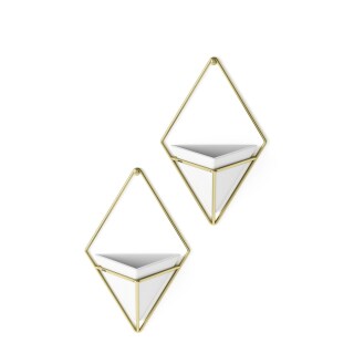 Wandvase Trigg 2er-Set goldfarben/weiß