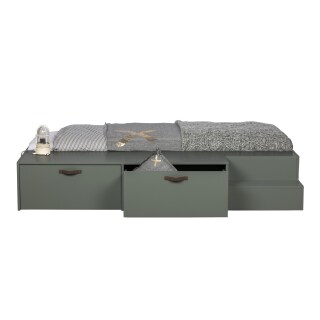 Einzelbett Stage mit Schubladen grün