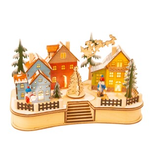 Dekolampe Weihnachtsdorf bunt