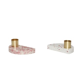 Kerzenhalter Stine 2er-Set weiß/rosa