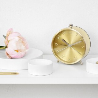 Tischuhr mit Wecker Glam goldfarben