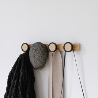 Wandgarderobe Hub natur/schwarz